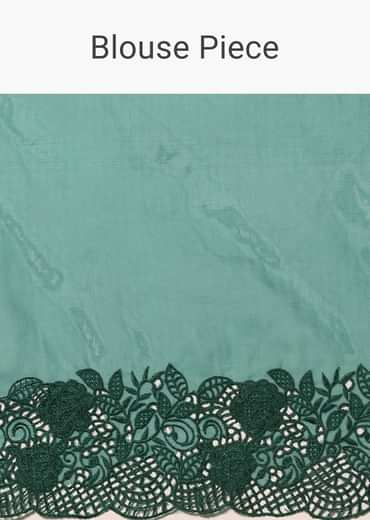 Teal Green Organza Saree With Unstitched Blouse