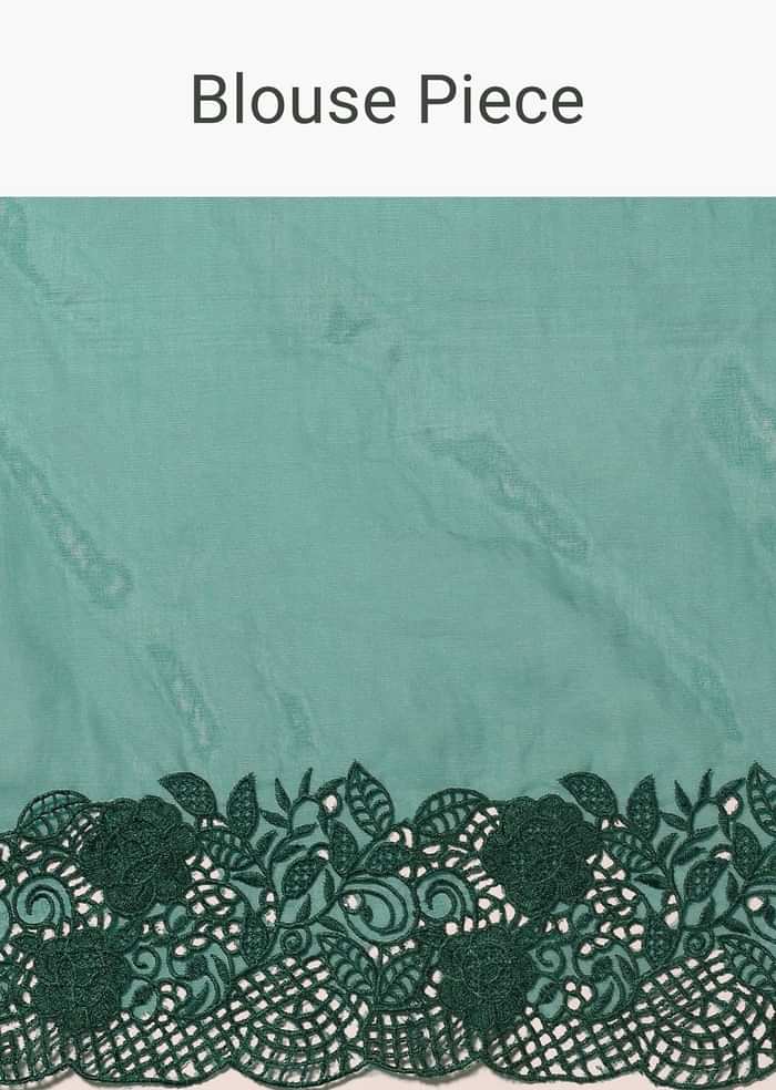 Teal Green Organza Saree With Unstitched Blouse