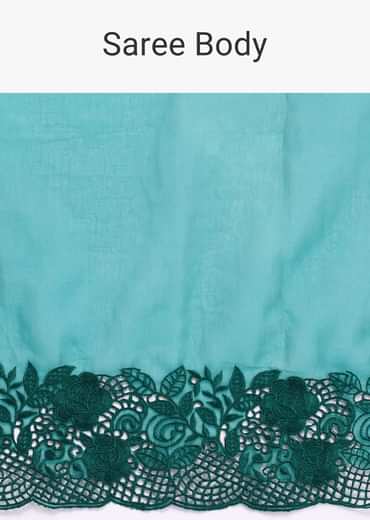 Teal Green Organza Saree With Unstitched Blouse