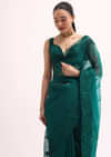 Teal Green Organza Saree With Unstitched Blouse