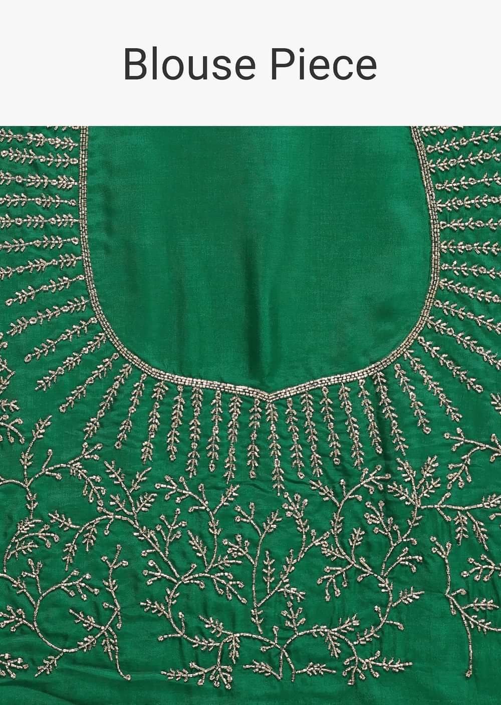 Teal Green Plain Organza Saree With Heavy Cut Dana Work