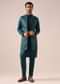 Teal Kurta Set with Front Open Jacket