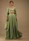 Tendril Green Lehenga With Choli Set In Digital Bandhani Print, Choli Comes In Zari And Sequins Embroidery Buttis