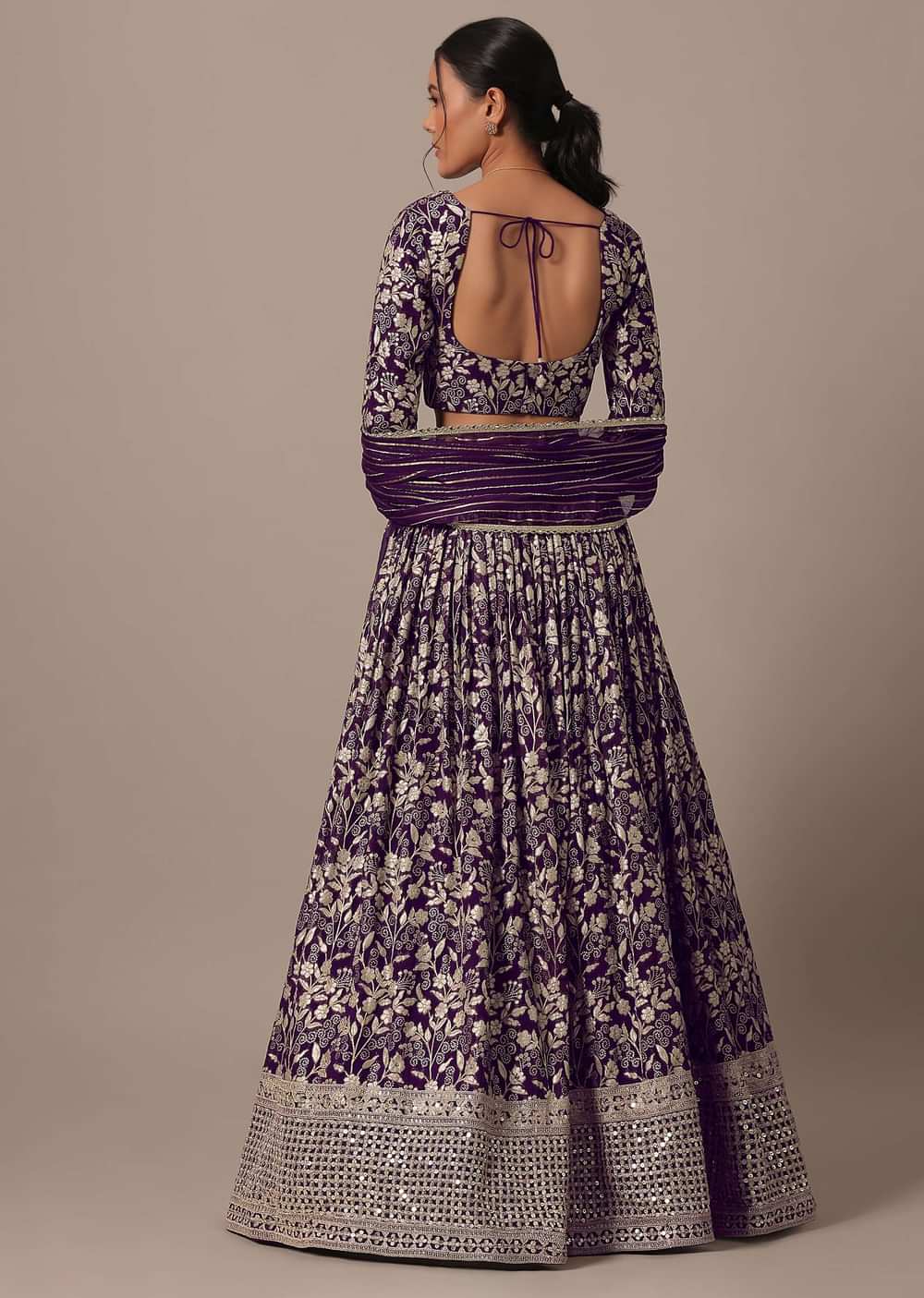 Purple Lehenga Set In Banarasi Brocade