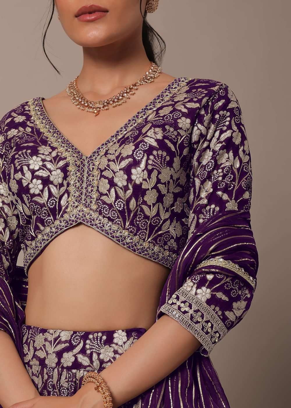 Purple Lehenga Set In Banarasi Brocade