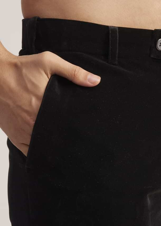 Green Velvet Jodhpuri Suit With Pocket Square