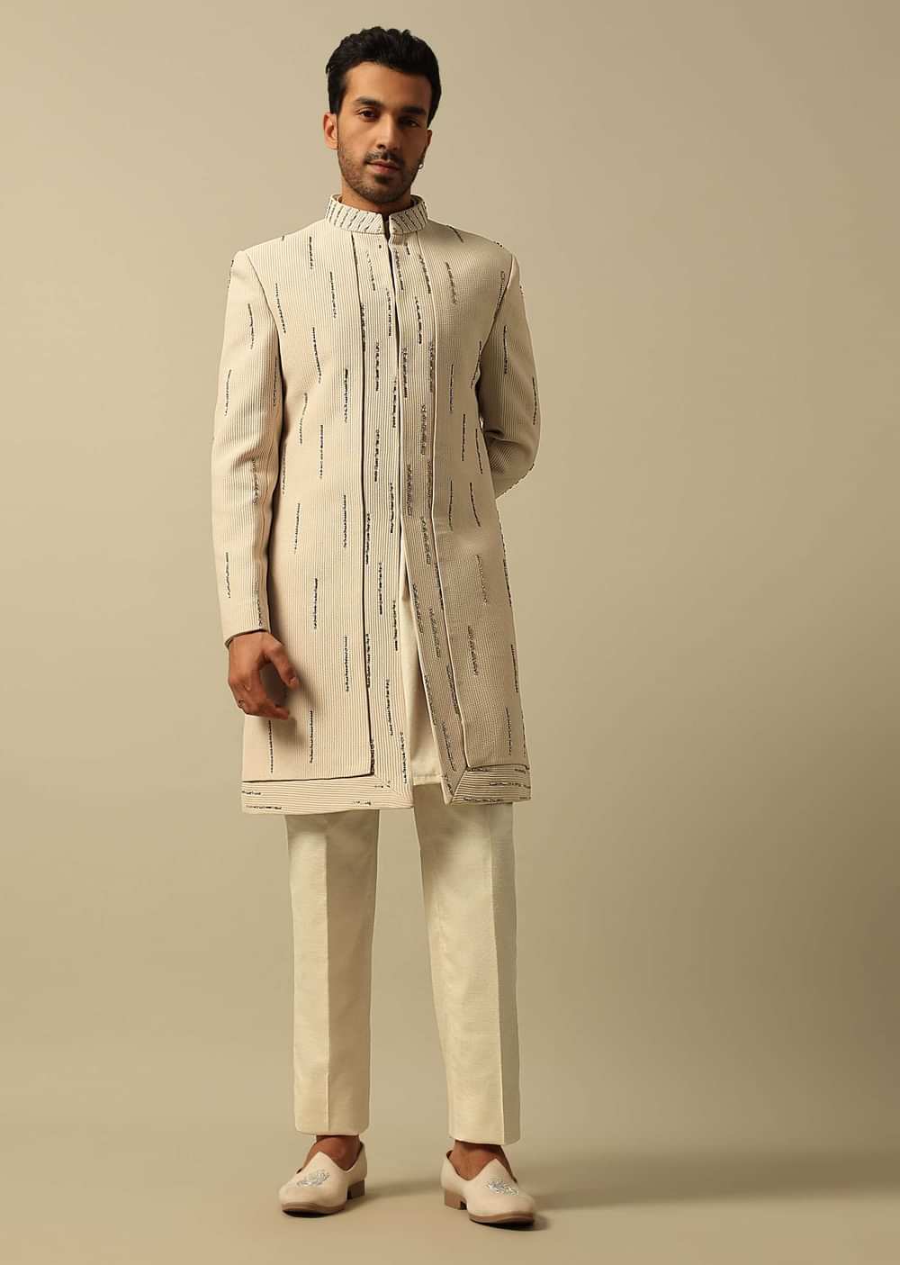 Timeless Beige Indowestern Set For Men