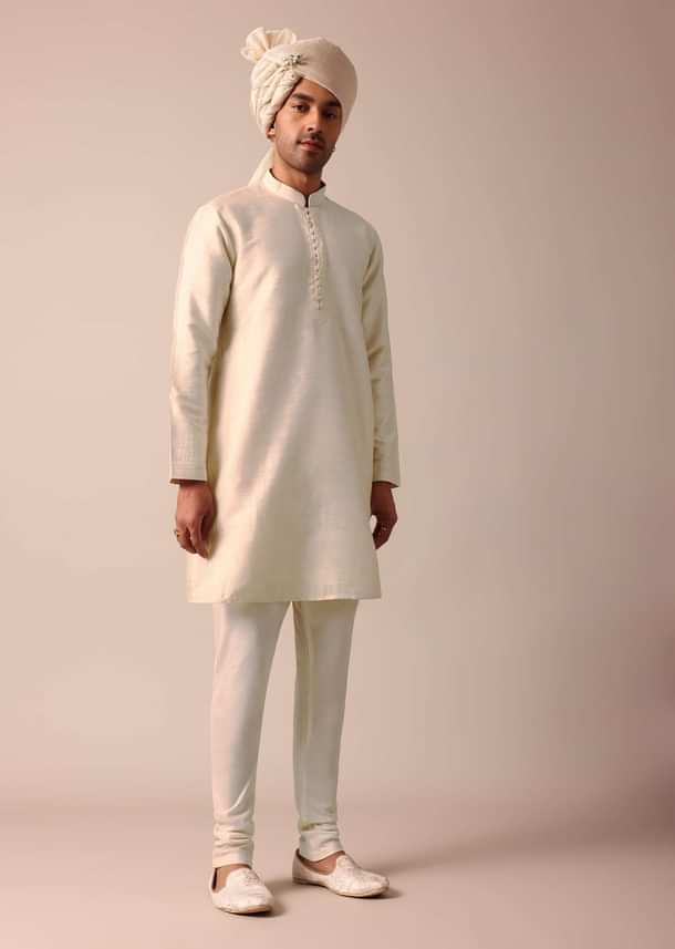 Timeless Beige Silk Sherwani Set