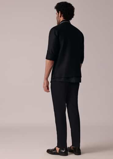 Timeless Black Short Kurta With Intricately Embroidered Bandi