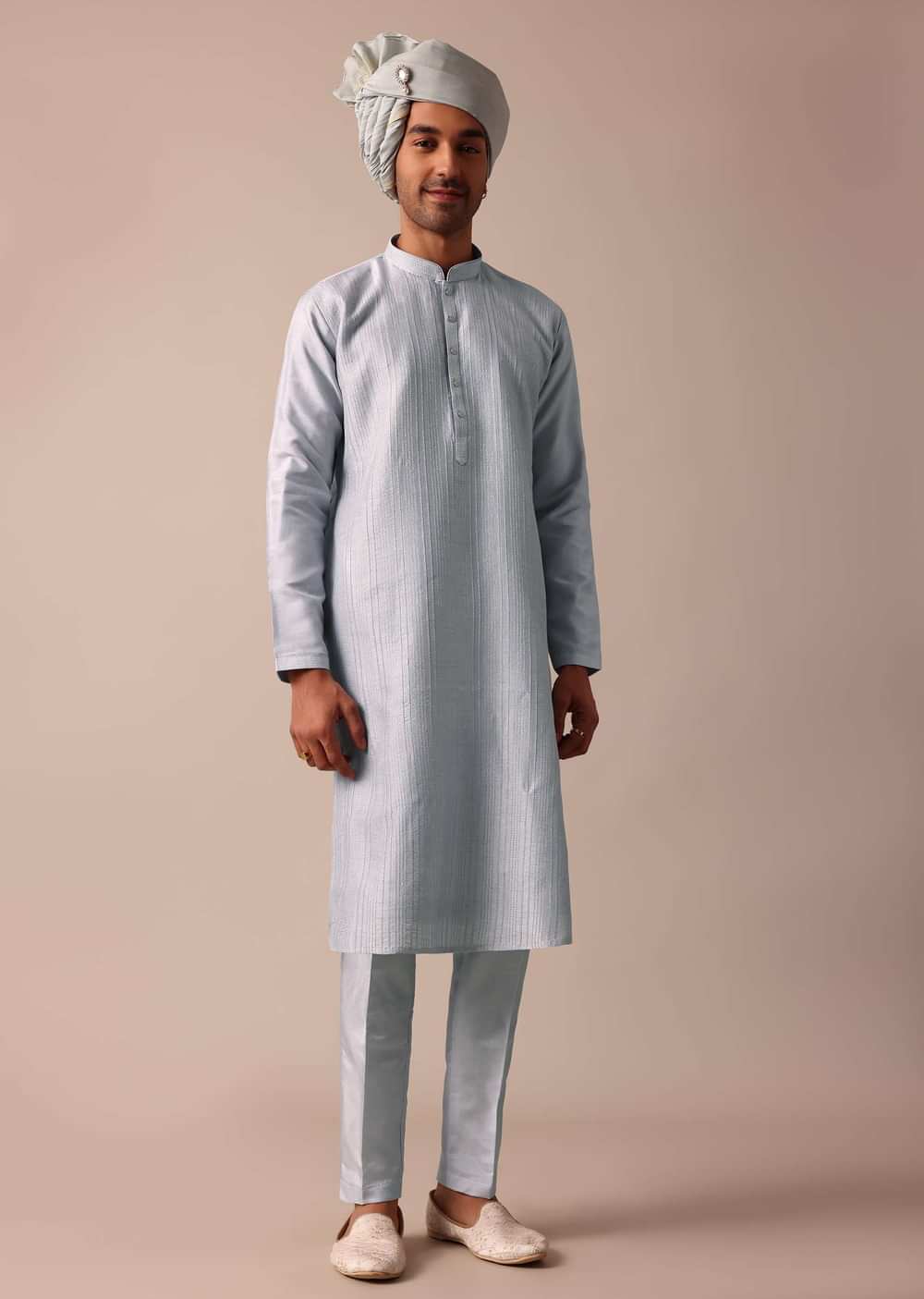 Timeless Classic Grey Silk Sherwani Ensemble