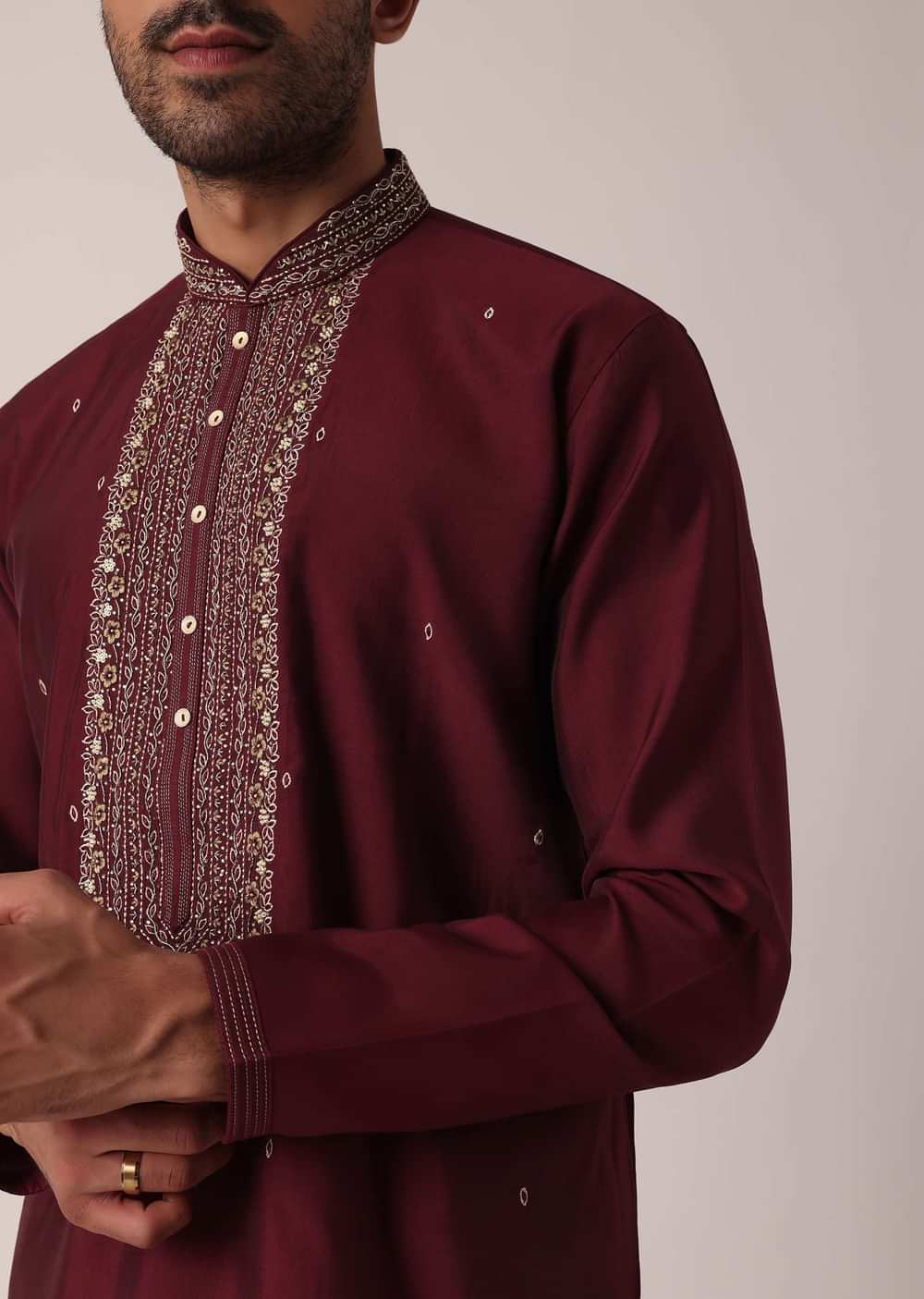 Timeless Red Cotton Silk Kurta Set For Men