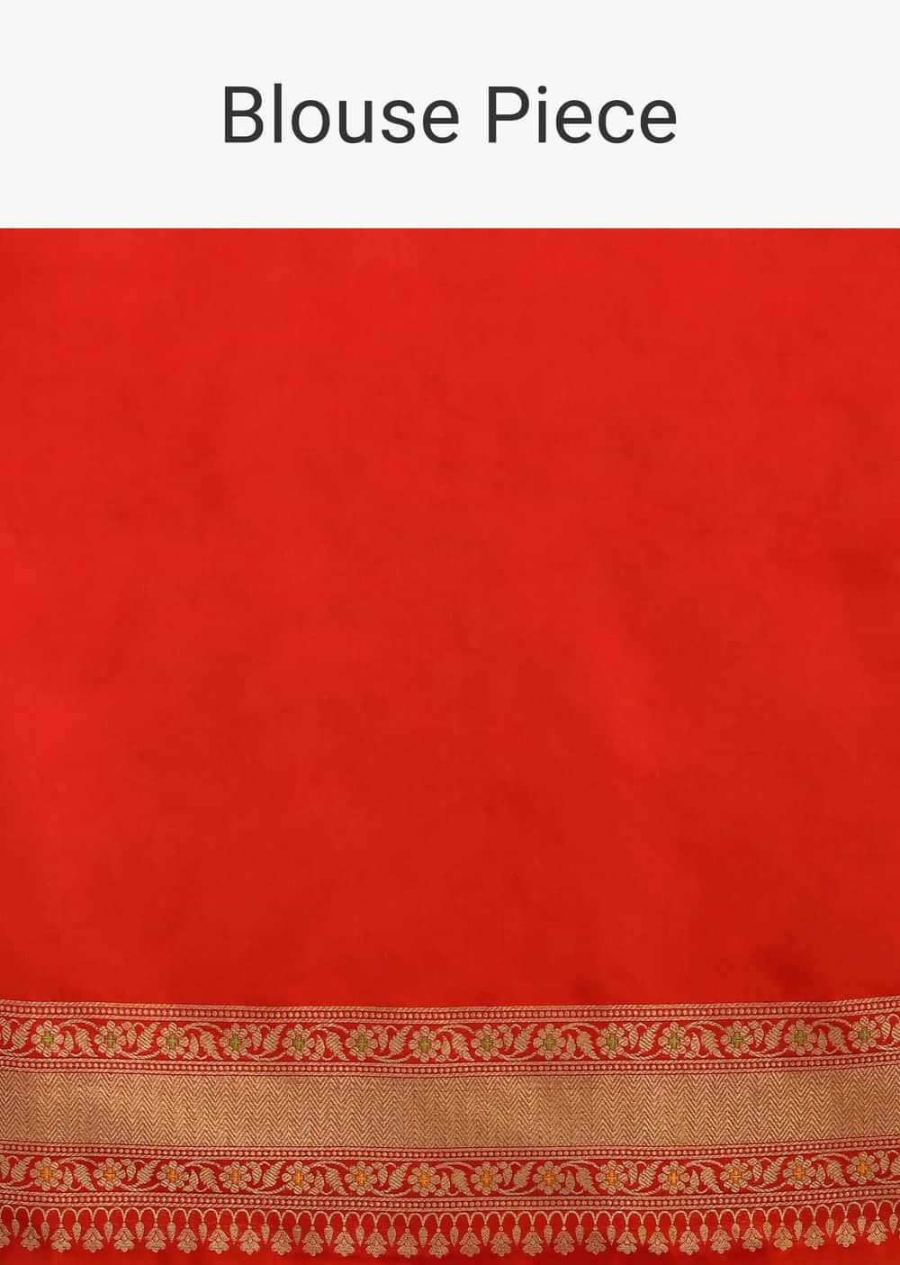Tomato Red Saree In Pure Handloom Silk With Golden Woven Moroccan Jaal And Multi Colored Highlights