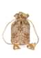 Tortilla beige ethnic potli bag beautified in zardosi floral butti kalki