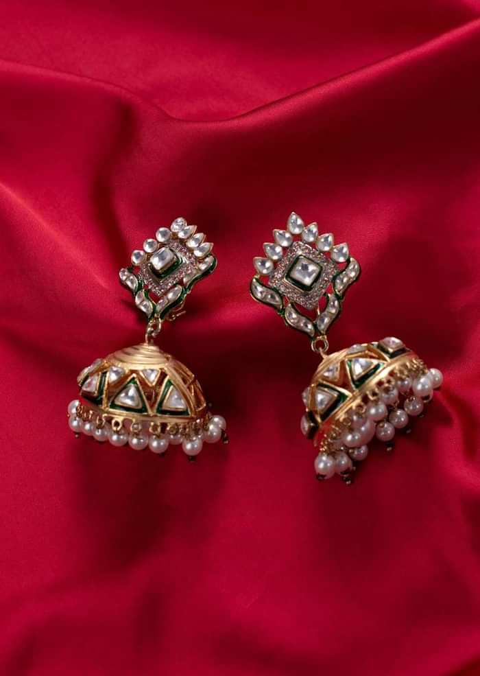Traditional jhumkas earrings with cut outs only on Kalki