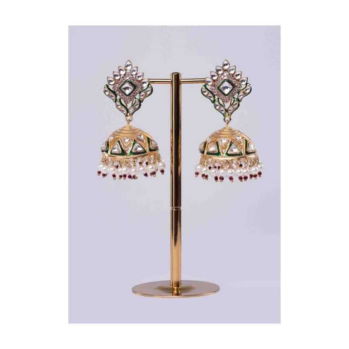 Traditional jhumkas earrings with cut outs only on Kalki