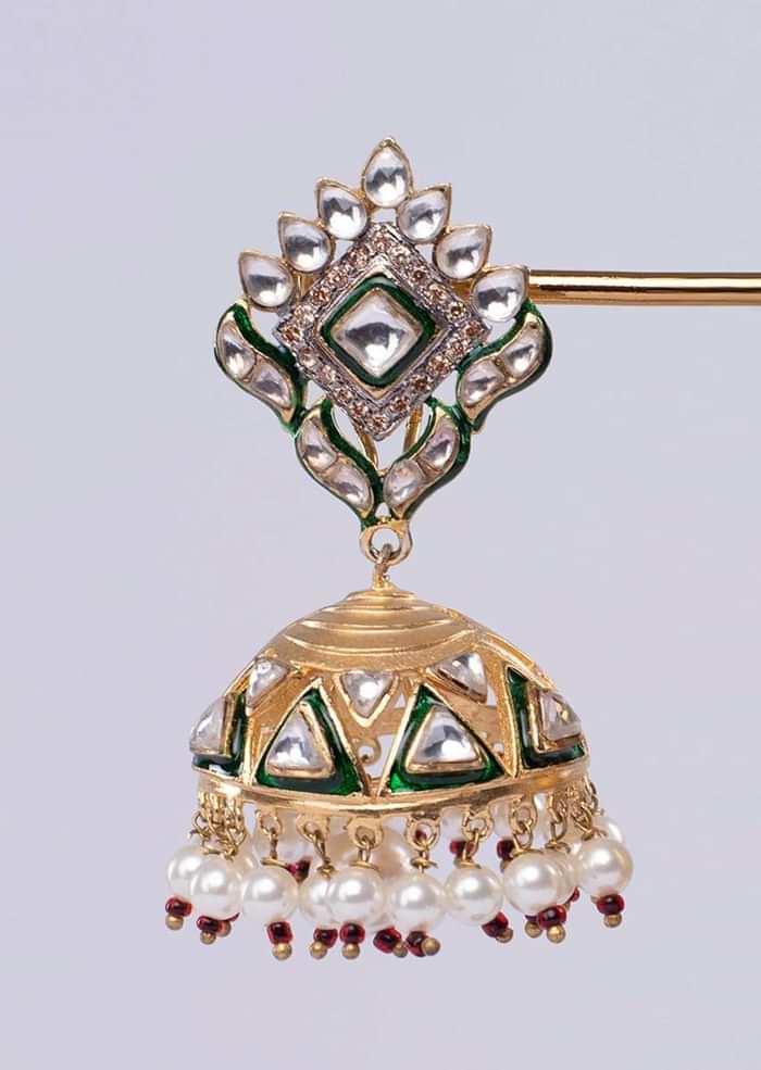 Traditional jhumkas earrings with cut outs only on Kalki