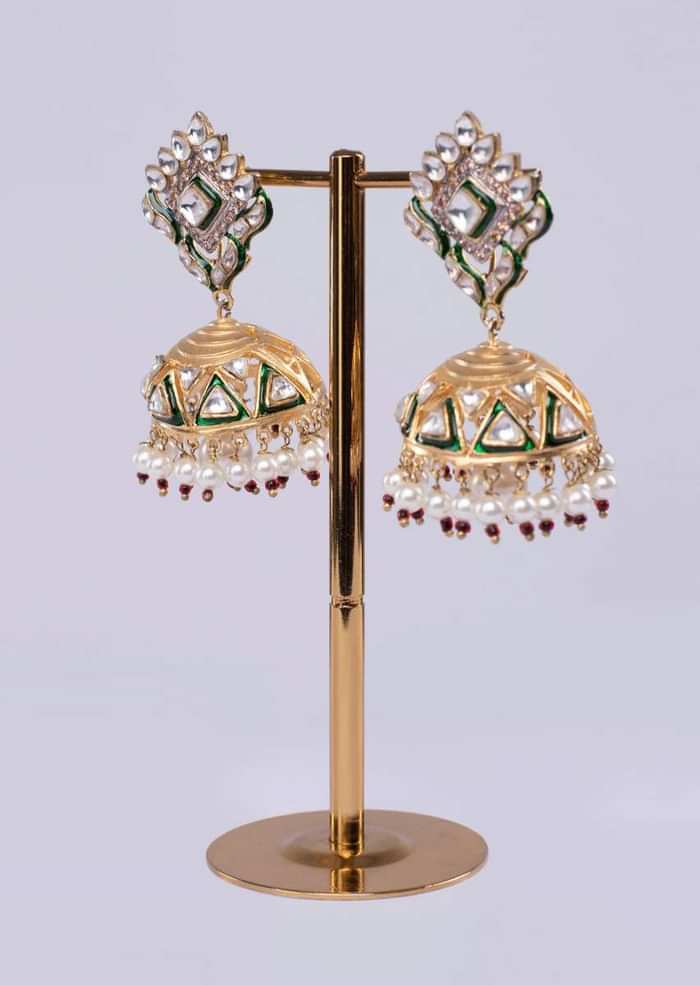 Traditional jhumkas earrings with cut outs only on Kalki