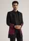 Black And Red Silk Jacket Set With Mirror And Thread Detailing