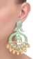 Turq Earrings With Carved Pattern Adorned With A Dangling Jhumkas, Pearls And Crystals  Online - Kalki Fashion