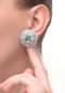 Turq Stone Studs With Bugle Beads And Crystals In Floral Pattern Online - Kalki Fashion