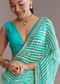 Turquoise Blue Chinon Saree With Leheriya And Gota Work