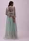 Turquoise Blue Palazzo And Blouse Set In Georgette With Sequins Work
