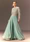 Turquoise Blue Raw Silk Hand Work Palazzo Suit