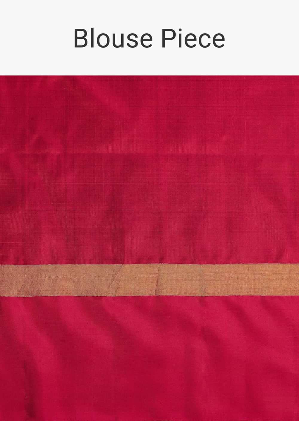 Mint Blue Handloom Saree In Album Silk With Zari Woven Red Border And Unstitched Blouse