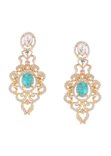 Turquoise Gold Finish Choker Set With Kundan Work