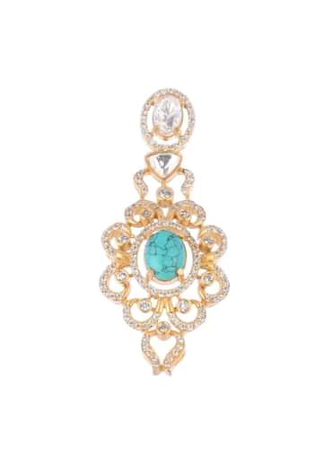 Turquoise Gold Finish Choker Set With Kundan Work