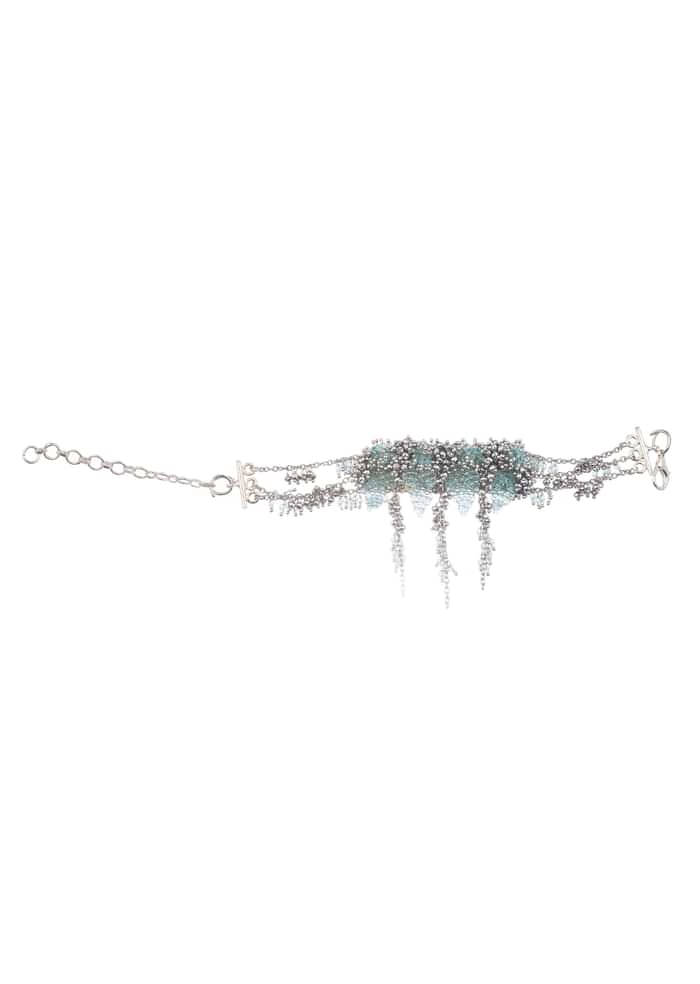 Turquoise Handcrafted Bracelet In Mix Metal