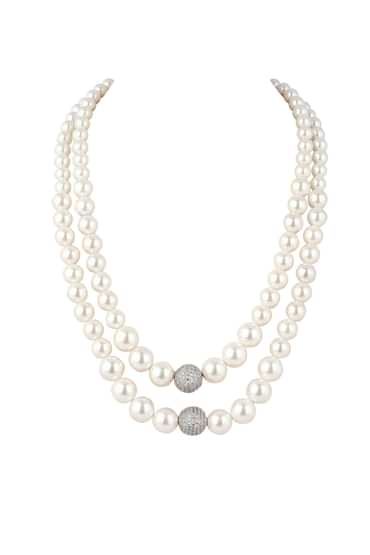 Two Layered Pearl Mala With A Zircon Bead In The Middle