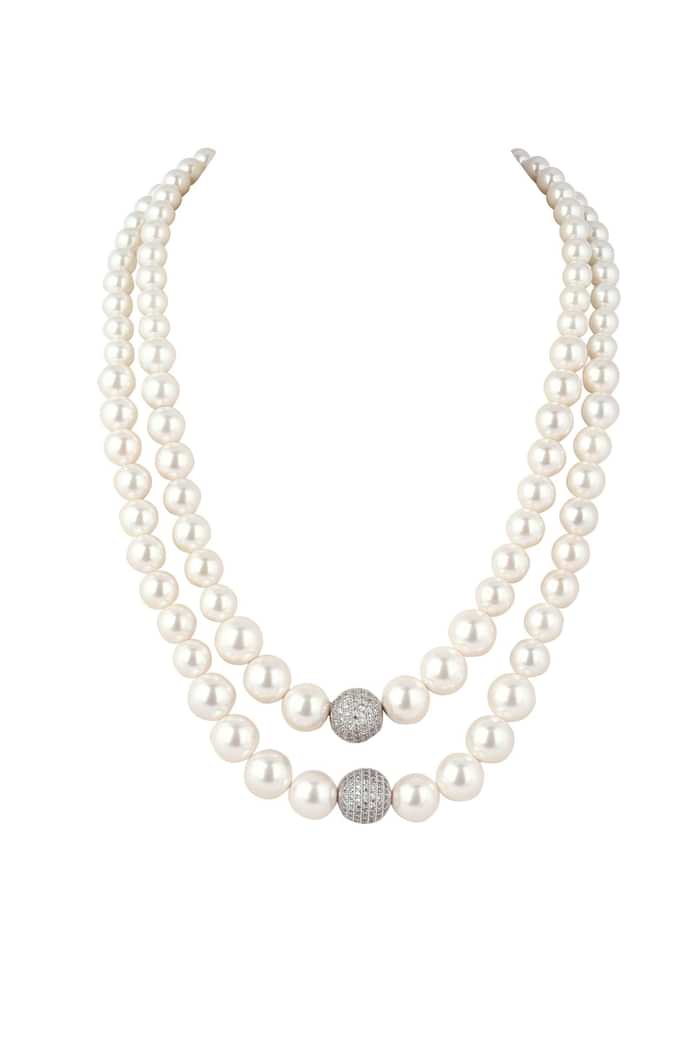 Two Layered Pearl Mala With A Zircon Bead In The Middle