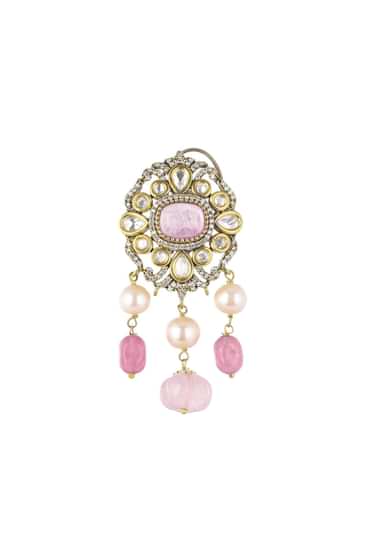 Two Tone Finish Kundan Choker Set In Mix Metal