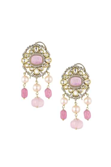 Two Tone Finish Kundan Choker Set In Mix Metal