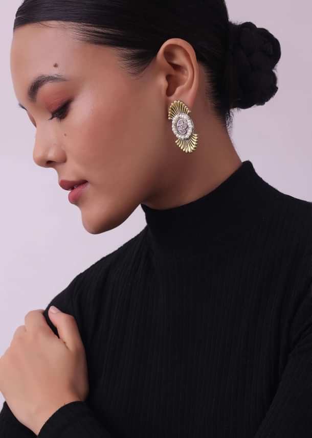 Two Tone Finish Oxidised Long Necklace And Earring Set Two Tone Finish Oxidised Long Necklace And Earring Set