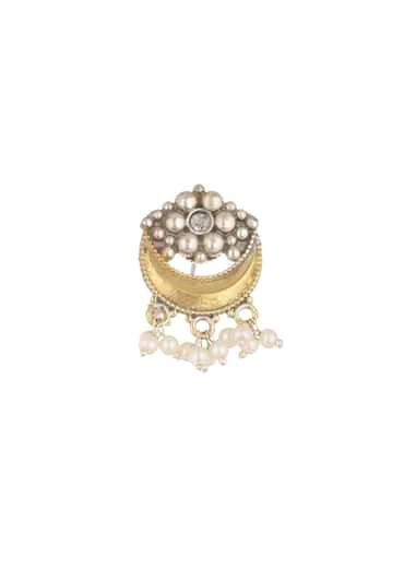 Two Tone Finish Oxidised Short Necklace And Earring Set