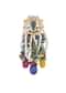 Two Tone Fusion Danglers With Multicolor Bead Drops And Meenakari