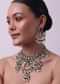 Two Tone Green Kundan Polki Necklace Set In Mix Metal