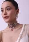 Two Tone Kundan Choker And Earring Set With Red And Pink Stones