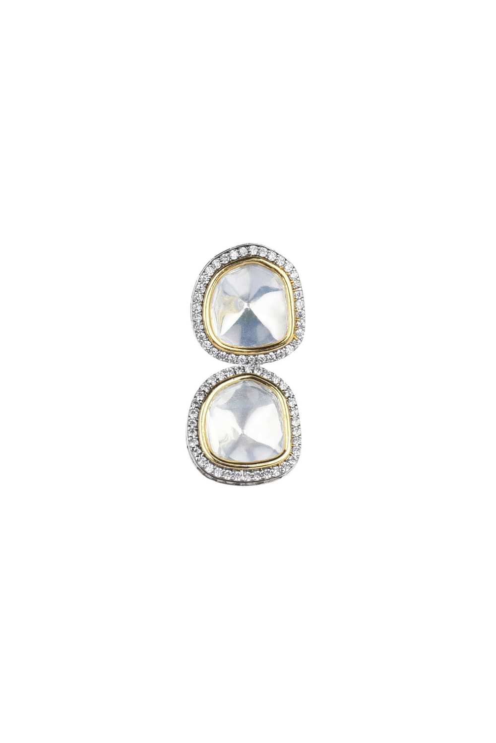 Two Tone Moissanite Kundan Short Necklace Set