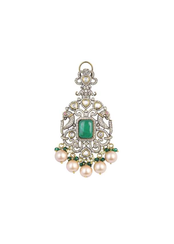 Two Tone Victorian Danglers With Polki Studs