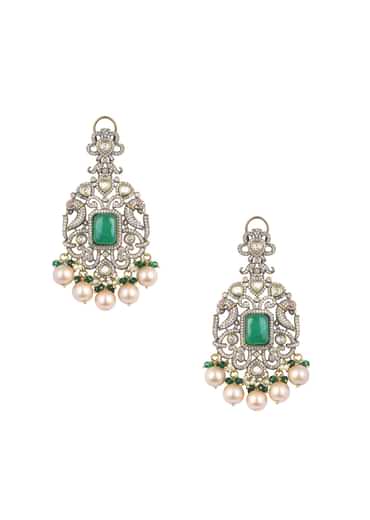 Two Tone Victorian Danglers With Polki Studs
