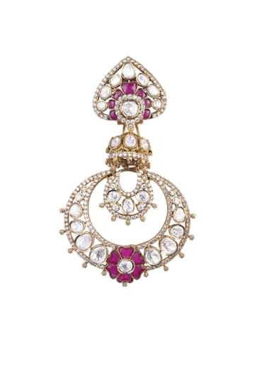 Two Tone Victorian Danglers With Studded Polki