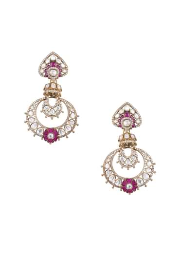 Two Tone Victorian Danglers With Studded Polki