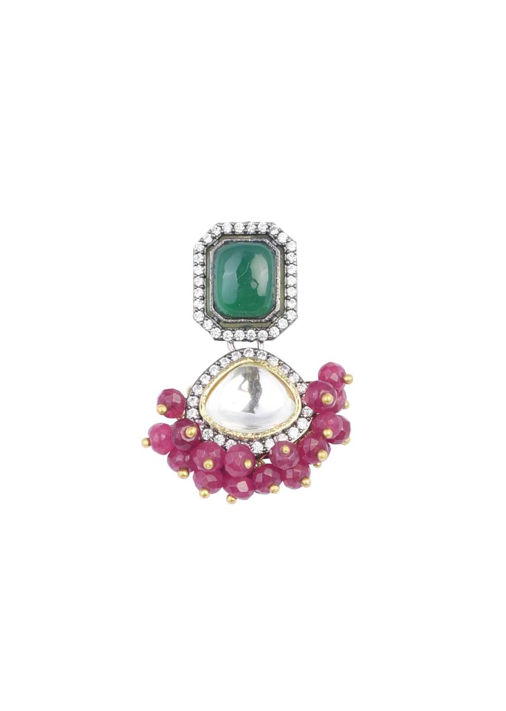 Two Tone Victorian Necklace Set With Mangtikka