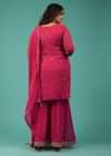 Embroidered Valentine Red Georgette Sharara Set