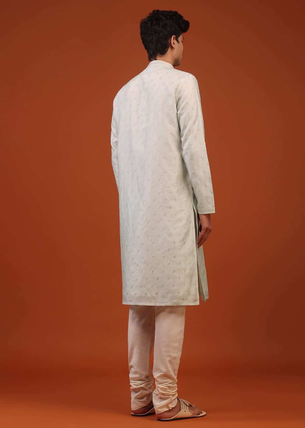 Ivory White White Silk Kurta Set With Embroidery