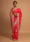 Vermillion Red Saree In Dola Silk With Weaved Floral Buttis And Zari Border Online - Kalki Fashion