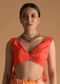 Vermillion Orange Blouse In Raw Silk With Pleat Details On The Front And Back Along With Tassels On The Sides